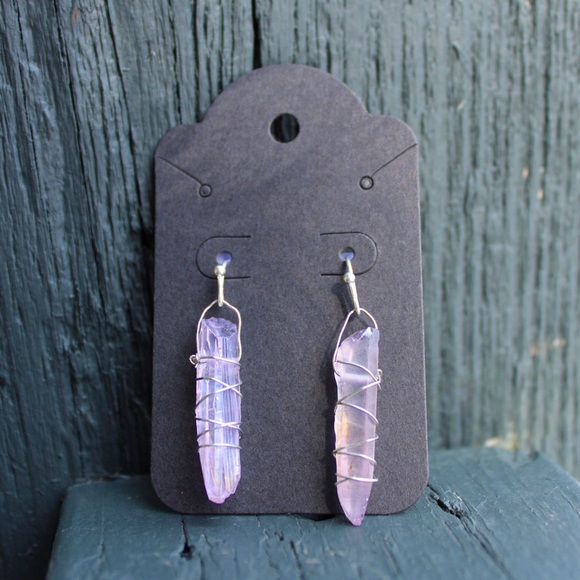 Handmade Wire Wrapped Amethyst Earrings - Picture 1 of 1